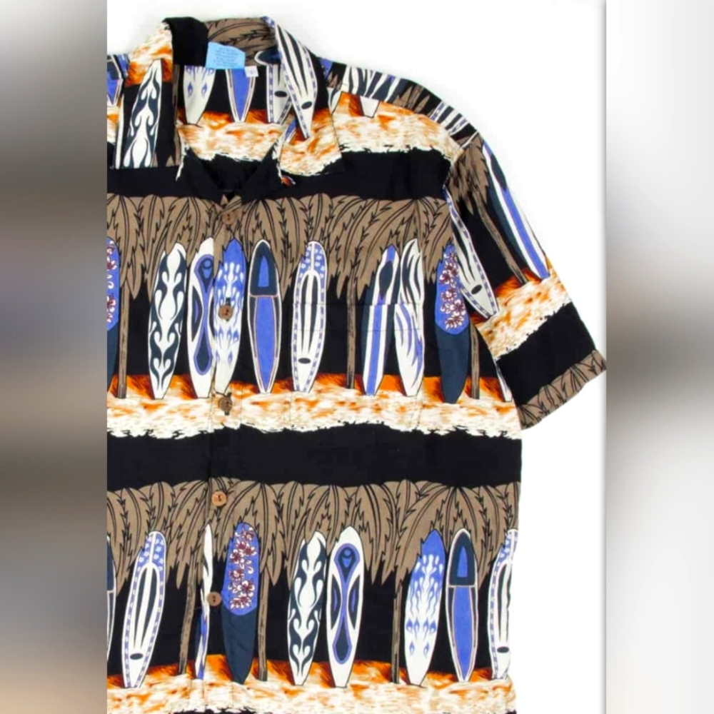 Aloha Hut Hawaii Hawaiian Shirt Medium w Surfboards